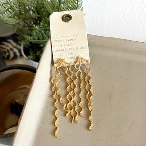 Anthropologie 14k Gold Plated Brass Scalloped Drop Squiggly Earrings NWT